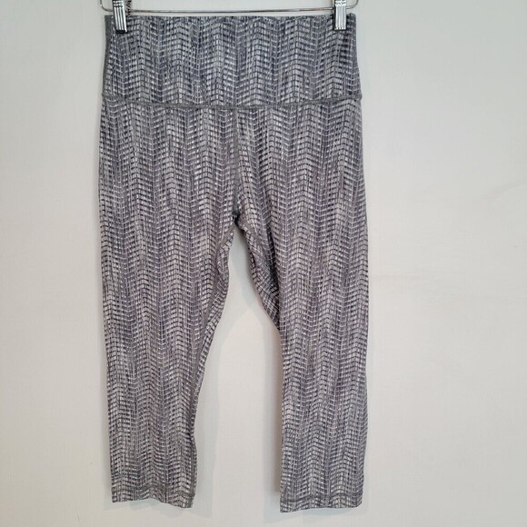 Lululemon Wunder Under Hi Rise Crop 21" Size 10 Luon Arrow Jacquard Battleship - Picture 2 of 8